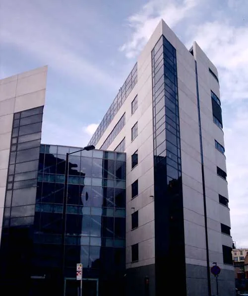 A completed multi-storey building.
